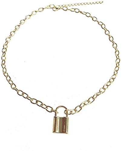 Preisvergleich Produktbild CKAWM Halskette Edelstahl Vorhängeschloss Anhänger Halskette Damen Schmuck Geschenk Gold