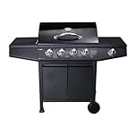 CosmoGrill Original 5 Gas Burner 4+1 Garden Grill, Steel Warming Rack, Side-Burner, Storage & Built-in Temperature Gauge for Home Garden Party Outdoor Cooking