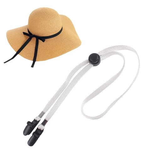 Clip de sangle de chapeau : cordon de chapeau réglable, cordon de menton multifonctionnel | Attache anti-perte coupe-vent, clip sûr pour les activités de plein air, la randonnée, les promenades, blanc