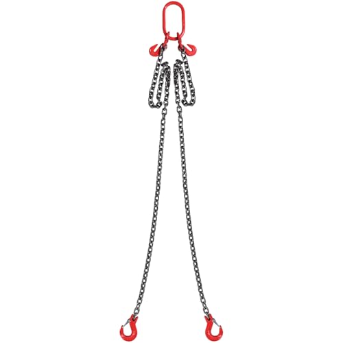 VEVOR 2-Strang Kettengehänge, 1,8 m Krankette mit Haken, G80 Forstkette, 2993 kg Anschlagketten für Motorzüge, G80 Motorhebekette Ø 8 mm Chokerkette Gabelkopfhaken, Hohe Festigkeit Krangehänge