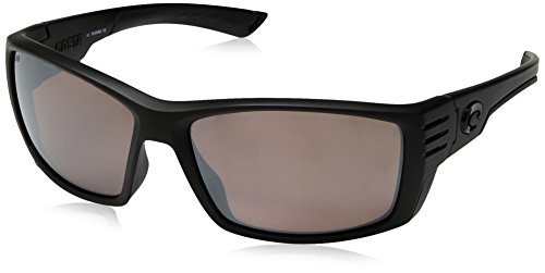 Costa del Mar Men's Cortez CZ01OCGLP Polarized Rectangular Sunglasses, Blackout, 60.6 mm