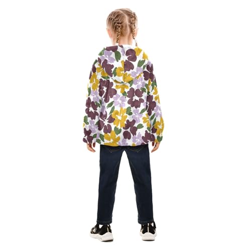 OTVEE Colorful Purple Yellow Floral Kids Hoodie Jacket Fall Spring Full Zip Warm Outwear Coat4