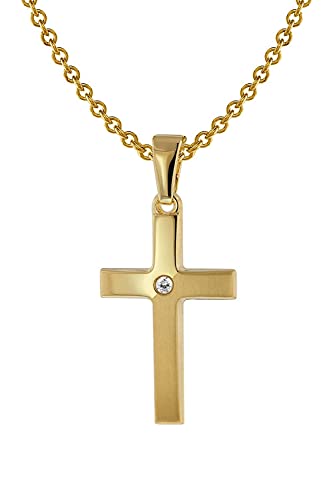 trendor Kreuz-Anhänger Gold 333/8 Karat mit vergoldeter Halskette Damen und Herren Kette mit Gold-Anhänger, Geschenkidee aus Echtgold 75426-40 40 cm