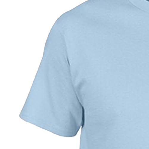 Camisetas de color sólido para hombre, de algodón suave, cuello redondo, manga corta, ajuste regular, casual, clásica, Azul claro, XS