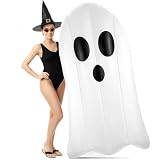 Relaxgiant Summer Halloween Ghost Pool Float Decorations 6 ft Giant Inflatable Halloween Pool Float Water Raft Inflatable Surfboard for Adult Summer Swim Beach Party Decoration