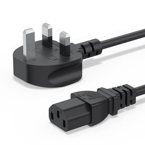 1.5M/5FT UK Plug 13A 250v Power Cable 3 Prong Power Cord for Ps3 Computers,TVs,Monitors,LG LED LCD Smart 1080p HDTV,Samsung,Acer,Epson Printer AC Cable,IECC13 to BS1363 3 Foot Kettle Lead Cord