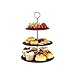 Presentoir a Gateau 3 Étages Présentoir à Gâteaux,Porte Gateau Presentoir Cupcake Bonbons Donuts,Presentoire Gateau Ardoise pour Fête Anniversaire Mariage (Cercle d'argent)