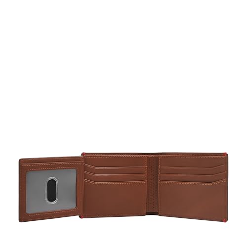 Image of Fossil Men's Sport Tourer Leather Bifold Flip ID Wallet; Slim Wallet for Men, Brown