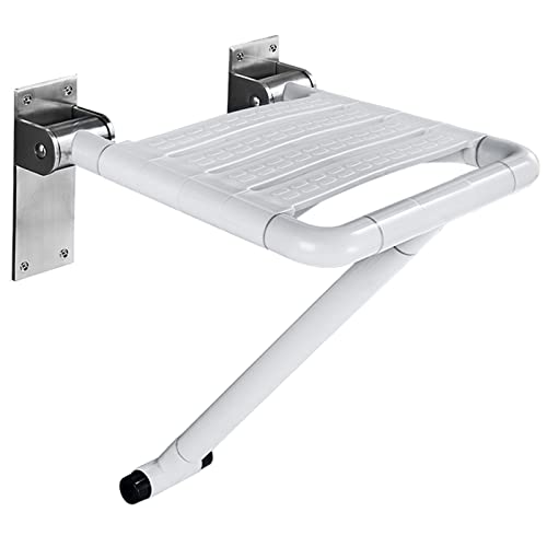RENJJPBO Wall-Mounted Shower Seat Bench Folding Stool Chair,Shoe-Changing Stool for Foyer/Balcony/Bathroom (Color : White, Size : 46x45x45cm)