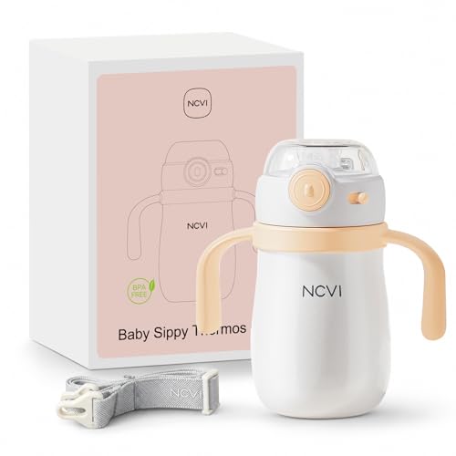 Image of NCVI Kids Stainless Steel Straw Cup, Insulated Spill-Proof with Handle