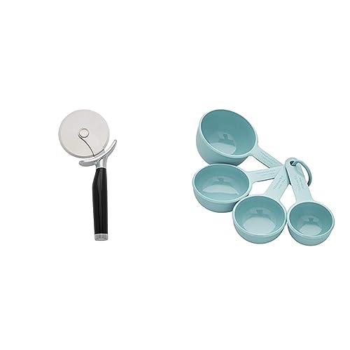 KitchenAid Classic Pizza Wheel Black and S/4 Measuring Cups Aqua ...
