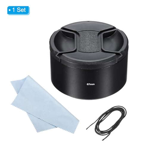 PATIKIL Parasol para Lente de 67mm con Superficie Esmerilada y Diseño Antirreflejo Interno, incluye Tapa de Lente de 72mm y Paño de Limpieza, Negro miniatura 3