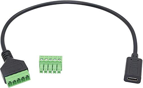 XMSJSIY USB-C-Terminal-Block-Anschluss, USB-Typ-C-Stecker auf 5-polige Schraubklemmen-Buchse, Lade- und Datenübertragungsadapter, Konverter, Verlängerungskabel (USB-Buchse)