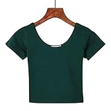 Harajuku Sexy Crop Distaff T Shirt Cuello redondo Manga corta Algodón Tops Femme Kawaii Women