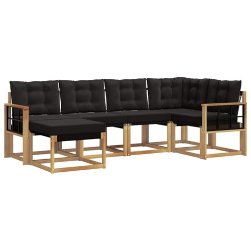 vidaXL Ensemble de canapés d'extérieur 6 pcs Blanc et Noir, Ensemble de canapés de Jardin Moderne, Confortable, Relaxant, résistant, Meubles d'extérieur...