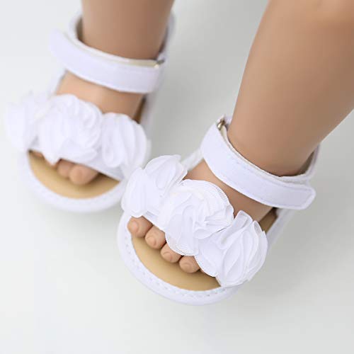 Image of HsdsBebe Baby Girls Sandals Bohemia Flower Bow Soft Sole Toddler First Walkers Beach Summer Shoes