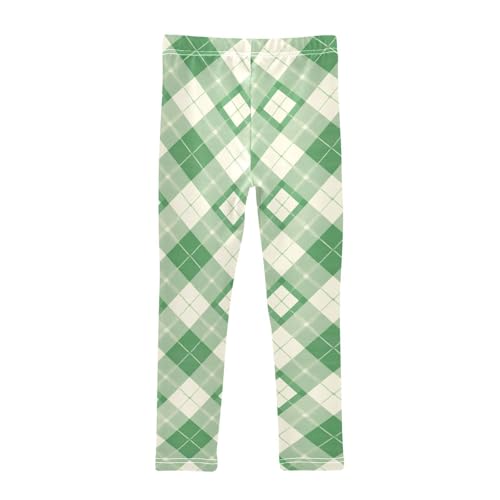 KLL Buffalo Plaid Green Girls Athletic Leggings Fashion High Waisted Lounge Pants Gym2