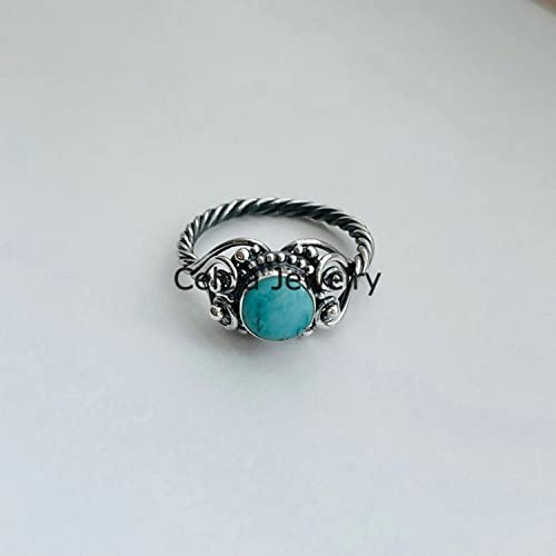 Bague turquoise véritable bague de déclaration argent sterling minimaliste - 7