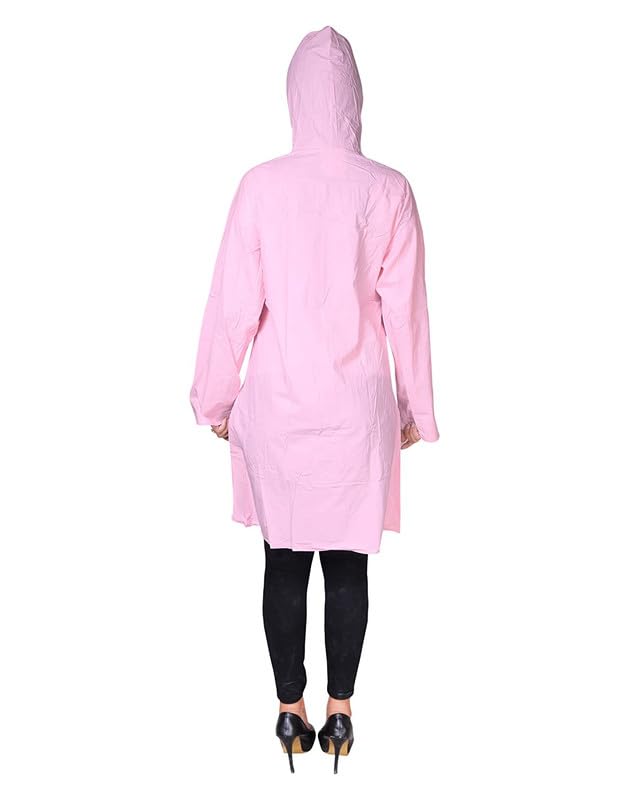 Fancy Pink Girls Raincoat with Side Pocket, One-Piece Light Weight Raincoat (Medium) 2