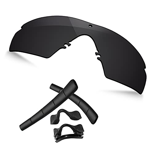 TRUSHELL Replacement Lenses & Rubber Kits for Oakley Si Ballistic M Frame 2.0 Sunglass Dark Black - Polarized