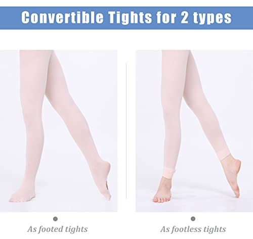Image of MdnMd Girls' Women's Ballet Tights Ultra Soft Convertible Dance Leggings Transition Tights for Toddler Kids Adult