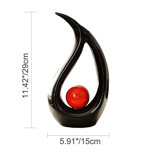 Cozylkx 11 x 6 Inch Modern Abstract Sculpture Statue, Office Home Decor Ornament Ceramic Figures, Black
