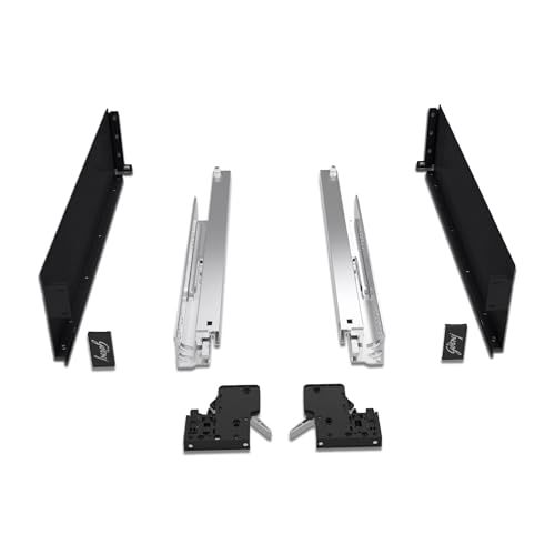 Image of Godrej Kitchen Fittings| Soft Close Slim Drawer Slides | 35 Kg Load Capacity | 3D Three-Way Adjustment Clips | for Kitchen Cabinets & Modular Furniture | Available in 8 X 12 inch, Black
