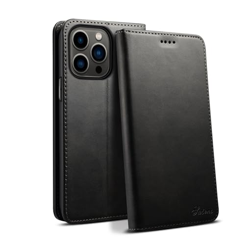 Étui portefeuille iPhone 13 Pro Max noir anti rayure avec clapet magnétique