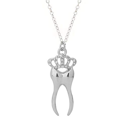 hanreshe Human Tooth with Crystals Necklace Dentist Pendant Dentist Gift Dentist Jewelry Medical