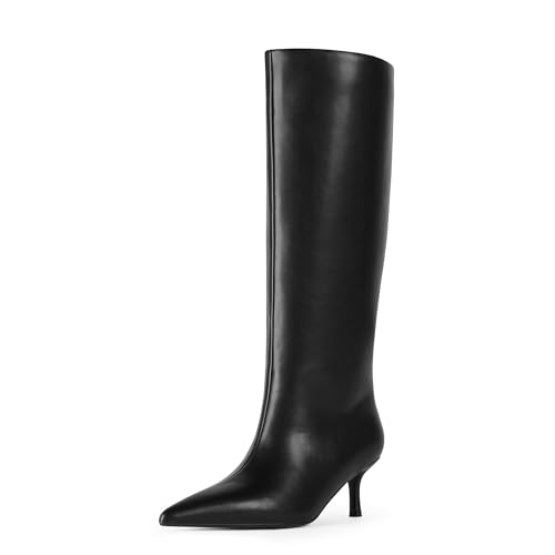 Modatope Knee High Boots Women Kitten Heels Tall Boots Pointed Toe Long Boot for Women