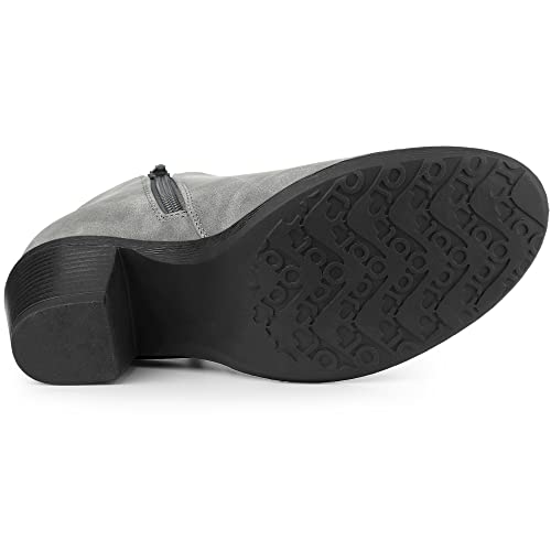 Allegra K Allegra K Women's Low Chunky Heels Zipper Western Gray Ankle Booties - 8.5 M US