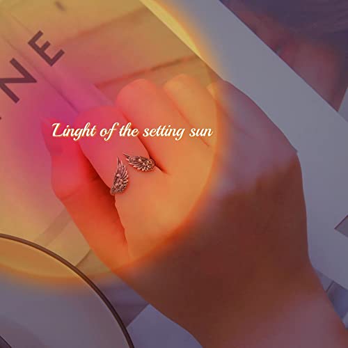 925 Sterling Silver Angel Wing Ring Feather Motif Adjustable Ring, Vintage Women' Ring for Wedding Engagement4