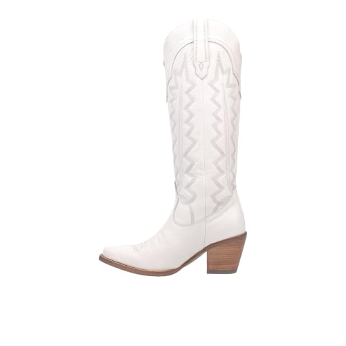 Image of Dingo Womens High Cotton Embroidery Snip Toe Casual Boots Knee High Mid Heel 2-3 inch