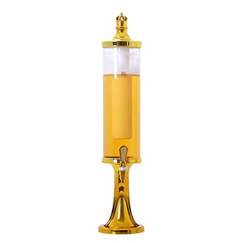 JOMRTS Dispensador de bebidas de torre de cerveza, dispensador de cerveza de 3 L, mini dispensador de licor transparente, columna de bebidas con tubo de hielo y luz brillante, torre de bebidas fácil