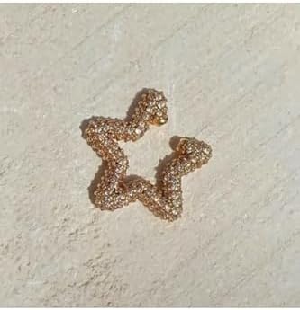 MITH SB TAKI Paslanmaz Çelik Kıkırdak Küpe, Yıldız Tasarım, Altın Renk, Zirkon Taşlı, Rodyum Kaplama, Kararmaz - Görsel 2