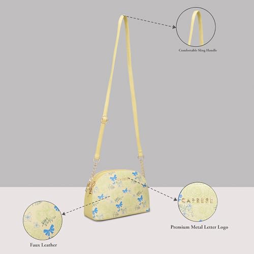 Image of Caprese Scarlet Small Sling Bag for Women with Adjustable Strap | Floral Printed Faux Leather | Multi-Compartment Crossbody Purse | Zipper Closure | Stylish Everyday Bag
