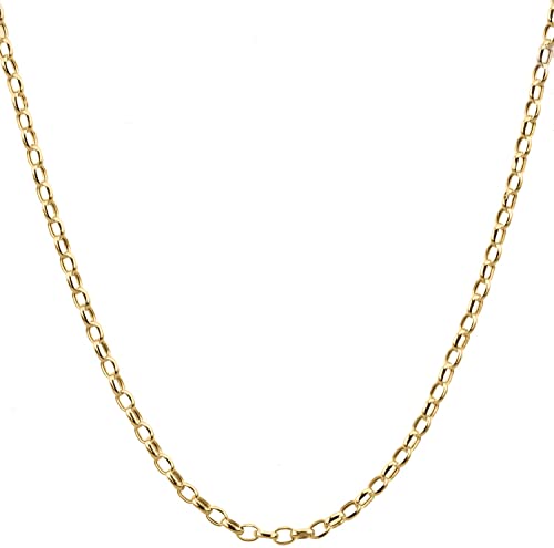 Old English Jewellers 9ct Yellow Gold Oval Belcher Chain Necklace for Men & Women - 16.