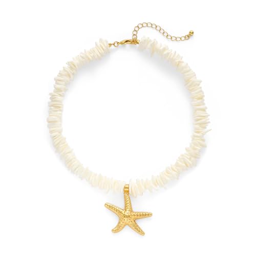 Puka Shell Necklace for Women Starfish Fish Statement Pendant Necklace Boho Summer Beach Choker Necklaces