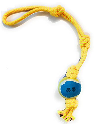 Image of Chew Dog Toys Knotted Rope Cosco Ball Dog Toy Cotton Poly Mix Chew Toys Pack of 2 - Suitable for Small and Medium Puppies Improve Dental Health Hand Made Toys