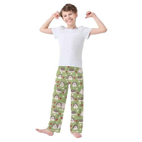 Hedgehog Daisy Strawberry Boys Long Pants Soft Trousers Elastic Waist Kids Lounge Bottoms with Pockets S-XL2