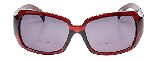 Calabria 830 Oversized Polarized Bifocal Sunglasses +2.50 Wine Red Women Reading Sunglass Readers Bi-Focal Crystal Accents2