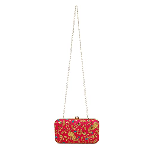Image of LONGING TO BUY Hand Crafted Designer Box Clutch - Zari Embroidery For Women