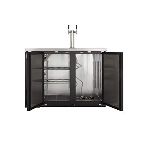 PEAK COLD 2 Door Commercial Beer Dispenser - Double Tap Keg Cooler - Kegerator; 48\" W - Thumbnail 2