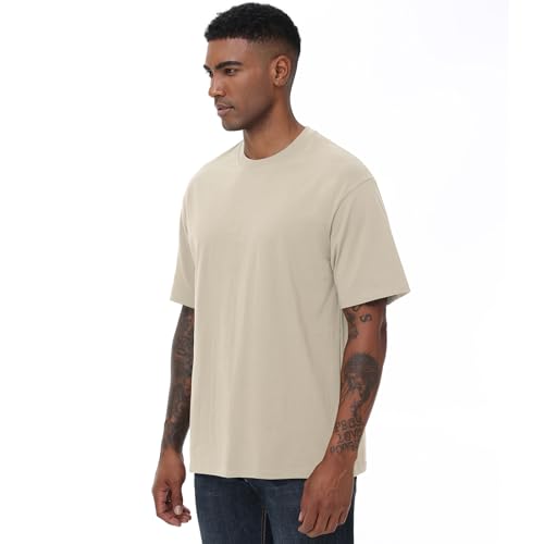 Image of KEEPSHOWING Mens Oversized T-Shirts, Cotton Loose Fit Crewneck Short Sleeve Casual Tees Workout Gym Basic Tops