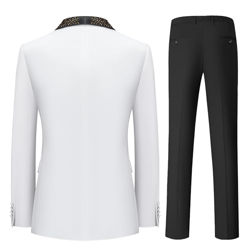 Suits for Men Slim Fit Shawl Lapel Tuxedo Blazer Hot Fix Rhinestones Flap Pockets Prom Party Event Banquet Performance2