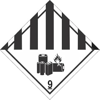D.O.T. Hazard Class 9 Lithium Battery 4" x 4" Labels Printed on Heavy Weight Gloss Stock with Permanent Adhesive, stocked and Sold in Rolls of 500