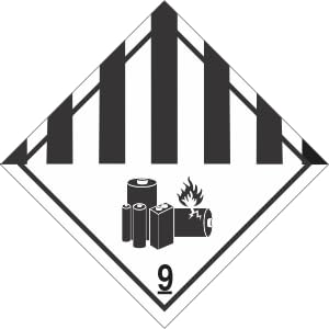 D.O.T. Class 9 Lithium Battery Labels 4"x4" Rolls of 500