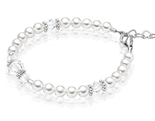 Image of Personalized White Pearl Girls Bracelets Keepsake Jewelry Gift Baby Adults