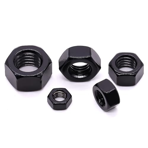 Image of 5 /16 inch-18 Black Hex Nuts, 304 Stainless Steel 18-8, Hexagon Head Nuts for Home Automotive DIY User, Black Coated Finish, Hex Drive, 50 PCS