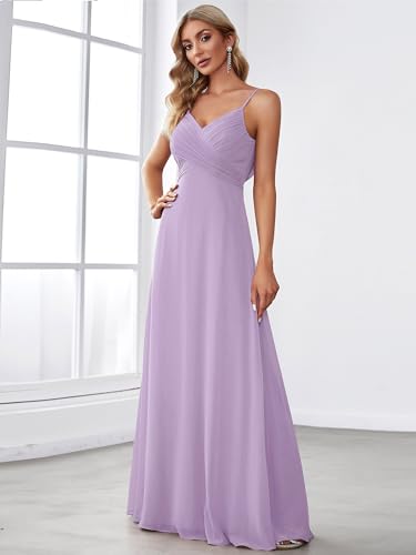 Image of Ever-Pretty Women's Summer Backless Spaghetti Strap Chiffon Bridesmaid Dresses Empire Waist Formal Wedding Guest Dress